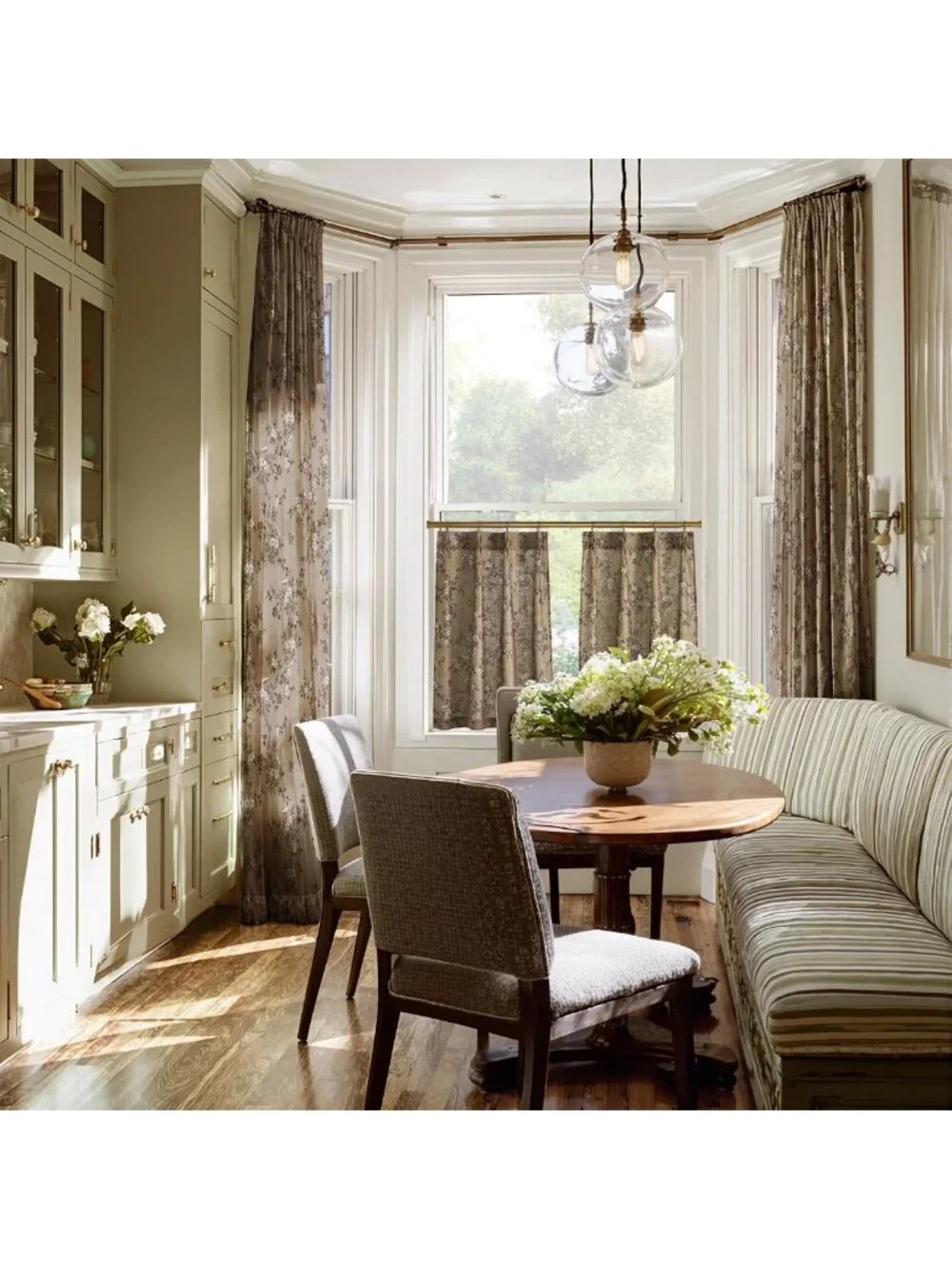 Floral Print Brown Linen Curtains, 2 Panels, W52 x L84 - Elegant Home Decor